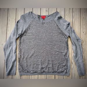 ELLE Sequined Mesh Layered Front Sweater